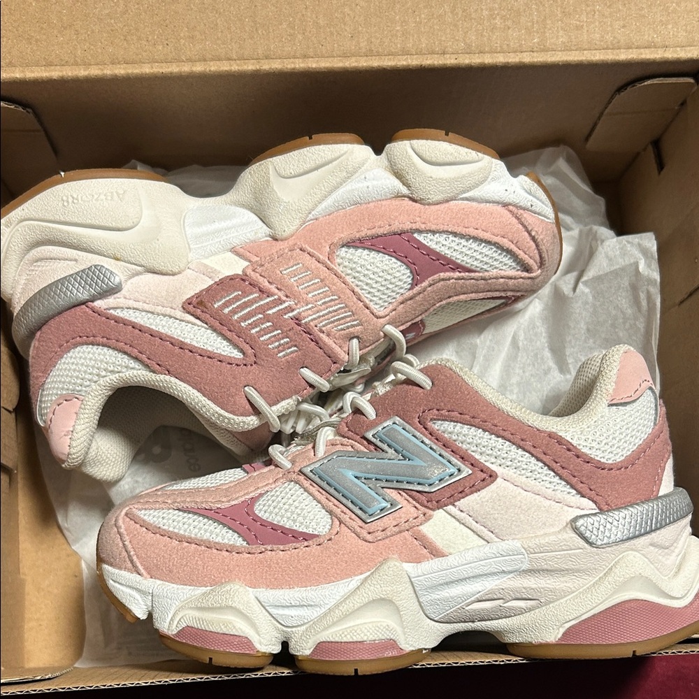 New Balance Kids' Pink and White Sneakers